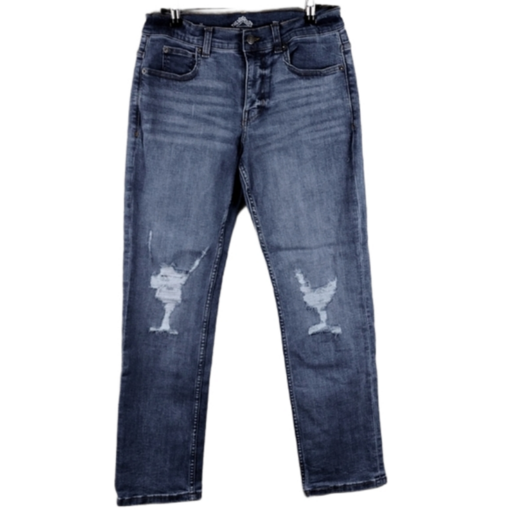 Thereabouts Blue Medium Wash Distressed Five Pocket Adjustable Straight Leg Jean